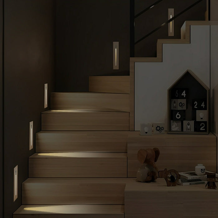 Indoor Minimalist Motion Sensor LED Recessed Stairway Wall Light - Invisible Pathway Step Lighting, Energy-Efficient Aluminum Design