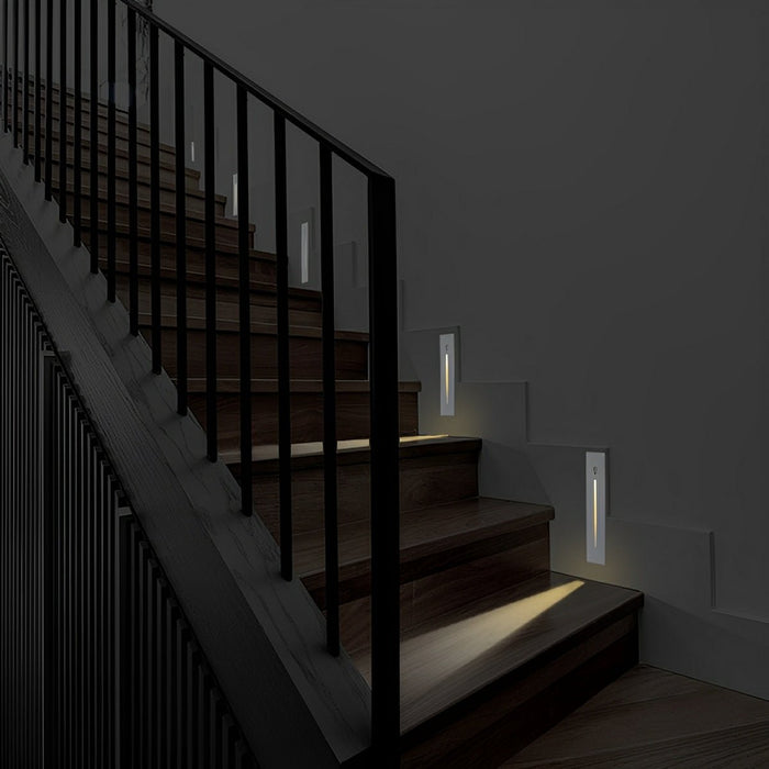 Indoor Minimalist Motion Sensor LED Recessed Stairway Wall Light - Invisible Pathway Step Lighting, Energy-Efficient Aluminum Design
