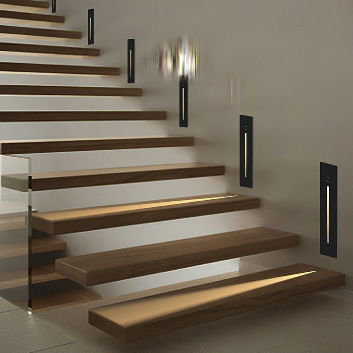 Indoor Minimalist Motion Sensor LED Recessed Stairway Wall Light - Invisible Pathway Step Lighting, Energy-Efficient Aluminum Design