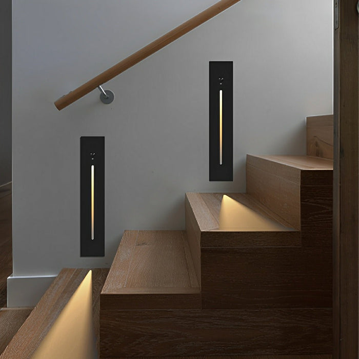 Indoor Minimalist Motion Sensor LED Recessed Stairway Wall Light - Invisible Pathway Step Lighting, Energy-Efficient Aluminum Design