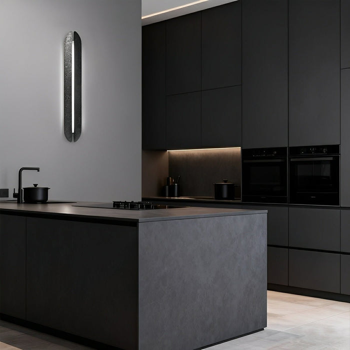 Industrial Long Strip LED Wall Sconces - Black Stainless Steel, Modern Minimalist Design - Hardwired Indoor Lighting