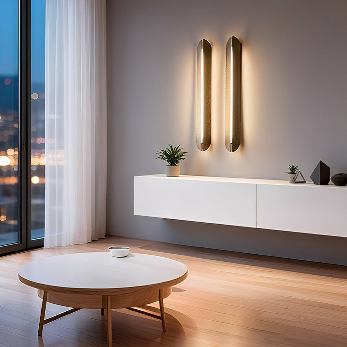 Industrial Long Strip LED Wall Sconces - Black Stainless Steel, Modern Minimalist Design - Hardwired Indoor Lighting