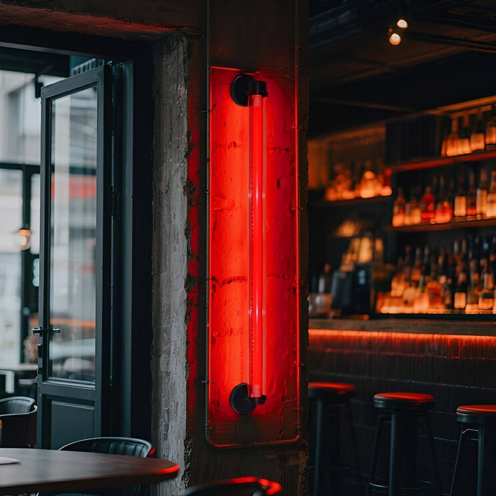 Industrial LED Strip Wall Sconce, Linear Neon Light Bar for Bar/Cafe/Home Decor, RGB Accent Lighting