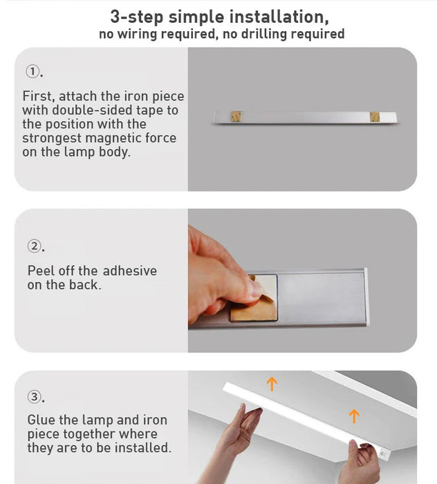Intelligent Cat Eye Motion Sensor Cabinet Light - Dimmable, Wireless, Rechargeable LED Under Cabinet Lighting, Closet, Shelf