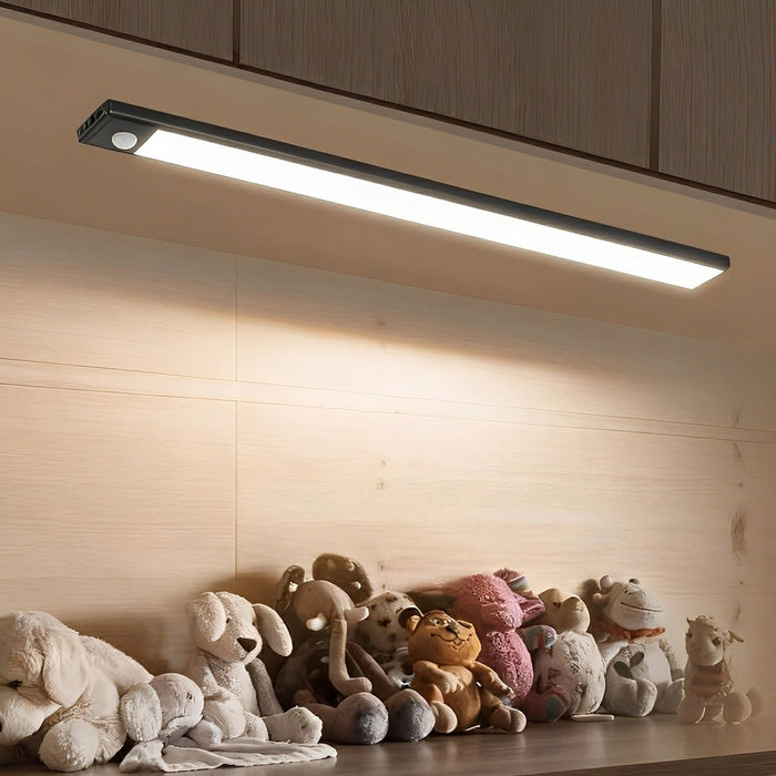 Ultra-Thin Motion Sensor Cabinet Light - Wireless Under-Cabinet LED Strip, USB Rechargeable for Kitchen, Closet, Pantry