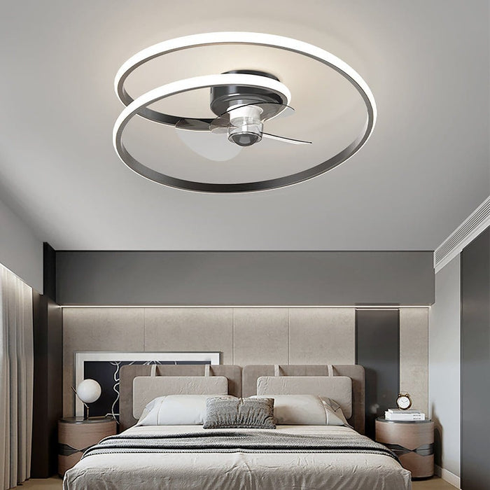 Inverter Stepless Dimming LED Ceiling Fan Light with Remote Control for Living Room Bedroom