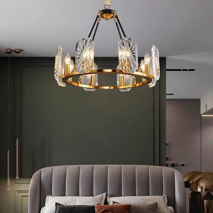 Wagon Wheel Chandeliers - 8 or 10 Lights. Gold Finish
