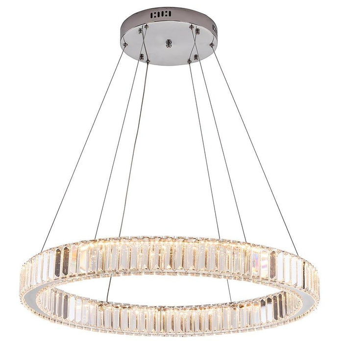 Adjustable Creative Circle Design High Ceiling Chandelier Metal Crystal Light