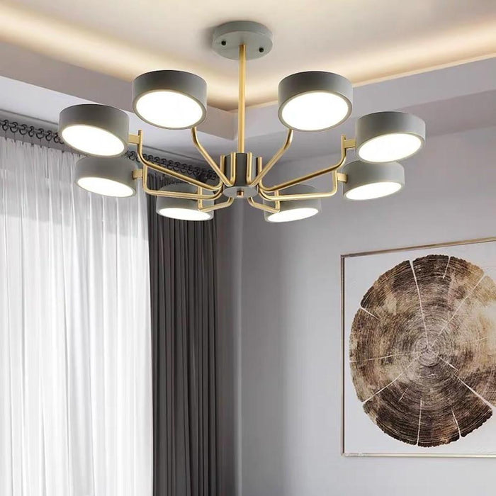 8-Light Tasking Chandelier - Fixed 24'' Height. 3000K-5400K