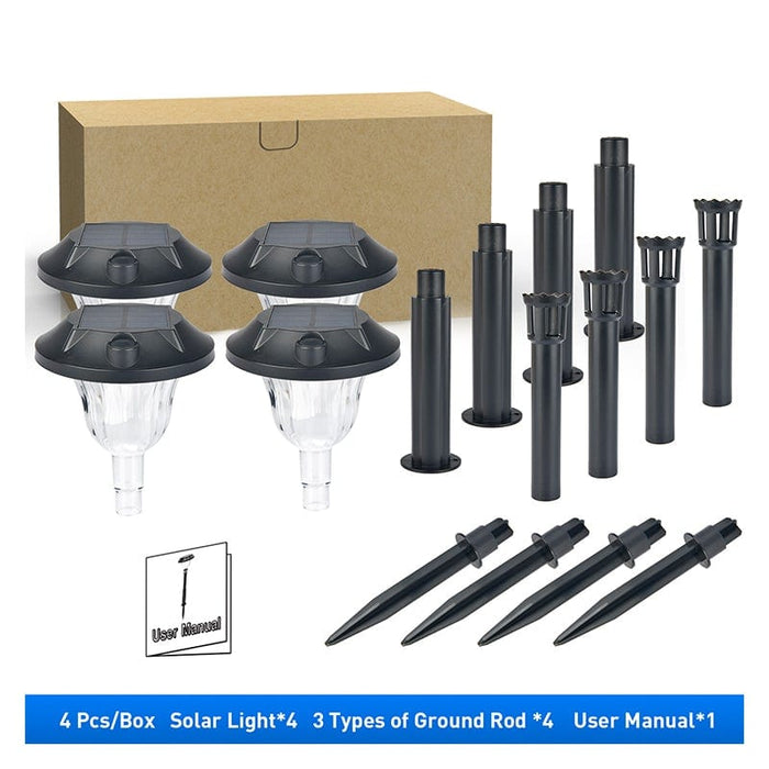 4-Pack LED Waterproof Black Modern Intelligent Solar Lights Outdoor Lawn Lamp
