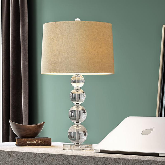 25-Inch H Crystal Bubble Table Lamp in Clear Night Light with Linen Shade