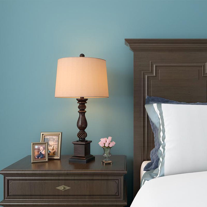 24'' Rustic Bronze Table Lamp Vintage 1-Light Reading Light with Drum Shade