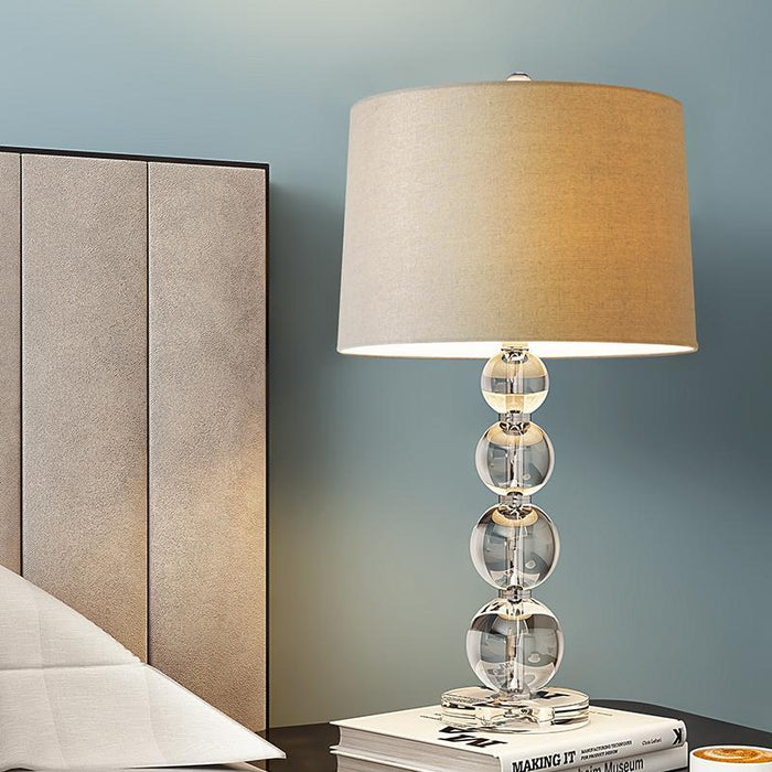 25-Inch H Crystal Bubble Table Lamp in Clear Night Light with Linen Shade