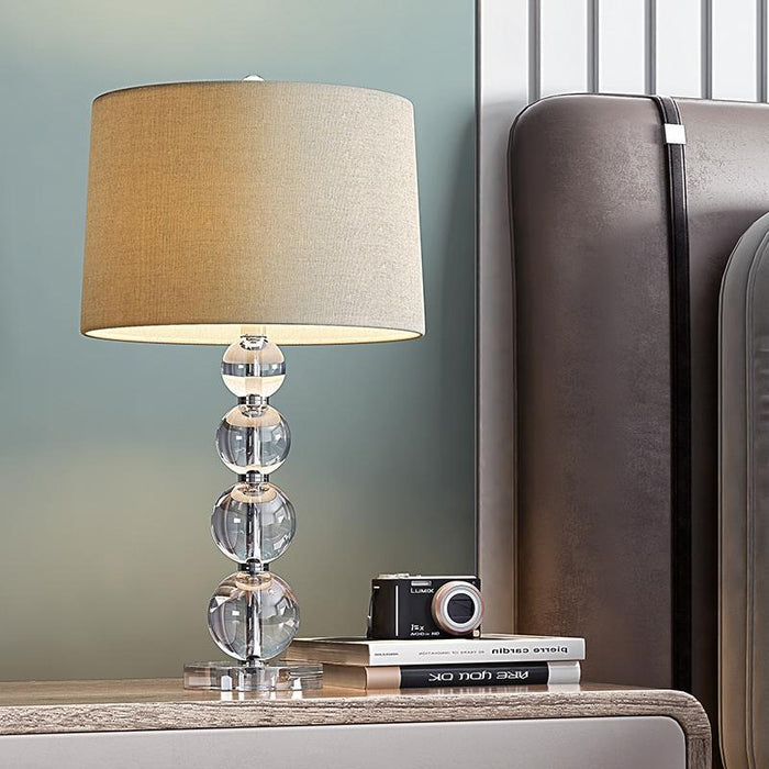 25-Inch H Crystal Bubble Table Lamp in Clear Night Light with Linen Shade