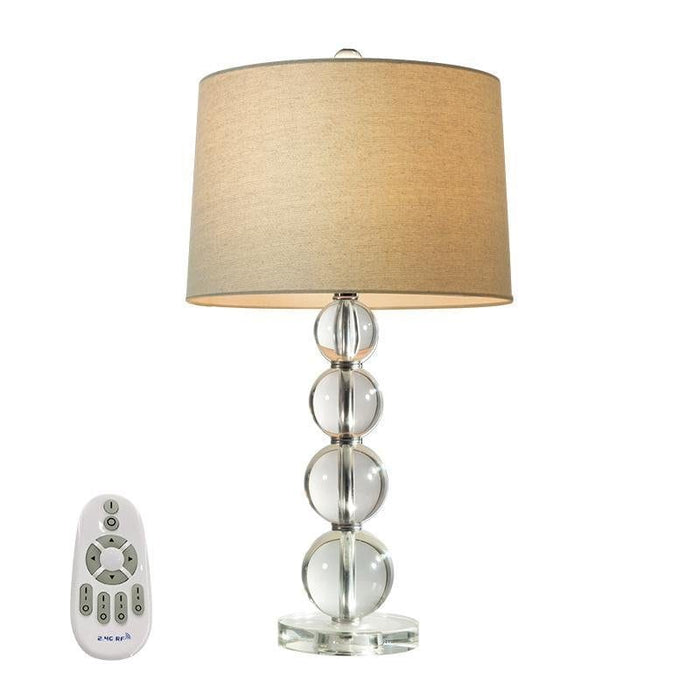25-Inch H Crystal Bubble Table Lamp in Clear Night Light with Linen Shade