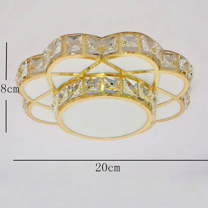 Flower Effect Metal Crystal LED Flush Mount Ceiling Light for Hallway Entryway Lighting