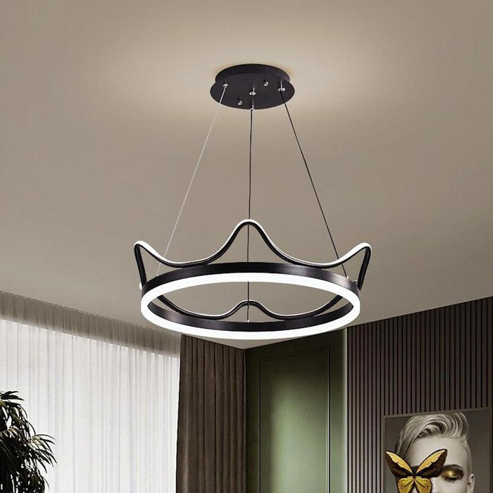 Dimmable Crown Chandelier Pendant  LED Aluminum Acrylic Living Room Ceiling Lights