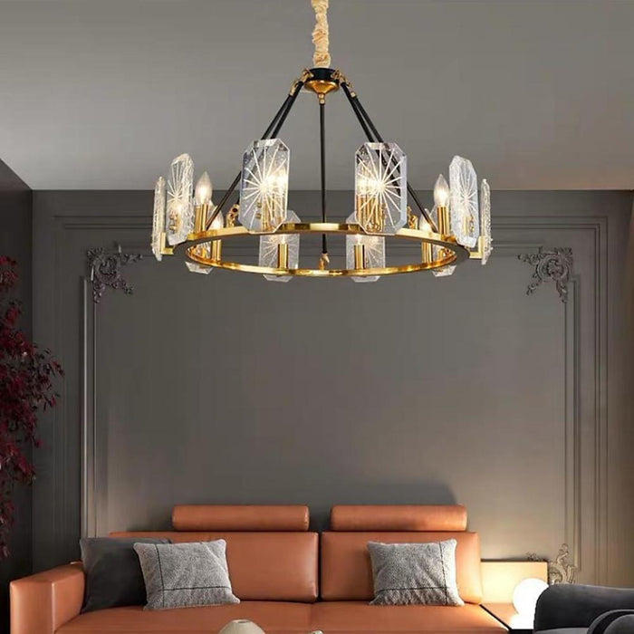 Wagon Wheel Chandeliers - 8 or 10 Lights. Gold Finish