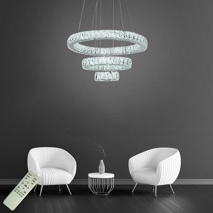 3 Circles Design Electroplated Crystal Dimmable LED Modern Chandeliers