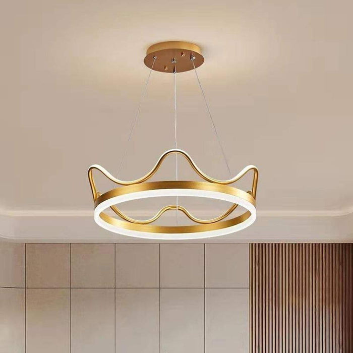 Dimmable Crown Chandelier Pendant  LED Aluminum Acrylic Living Room Ceiling Lights