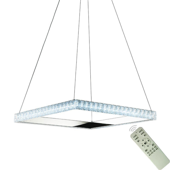 Square Electroplated Crystal Metal LED Modern Chandeliers Pendant Light