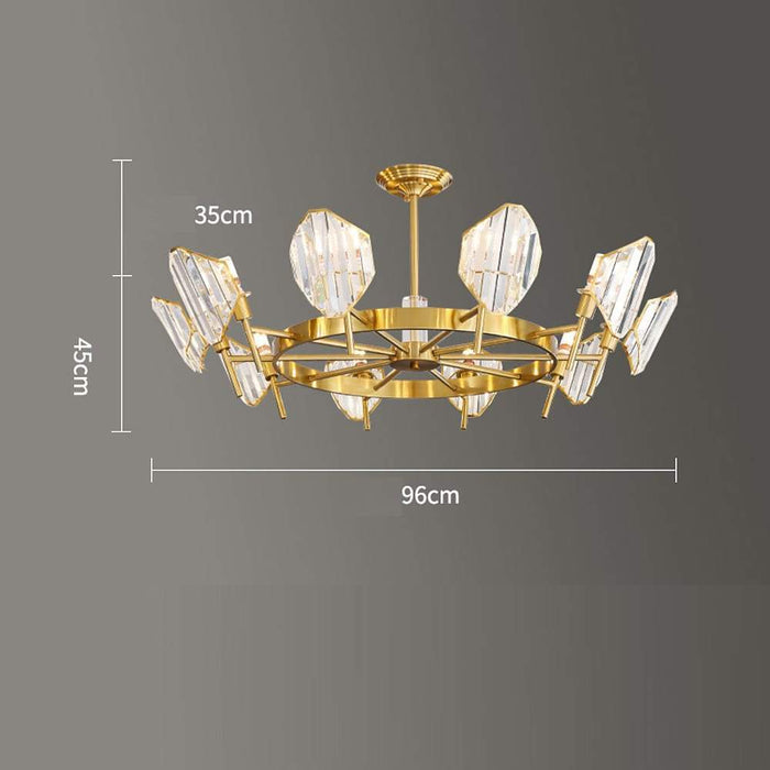 Brass Ring Frame Crystal Chandelier -  Gold Metal. Crystal Accents Pendant Lights