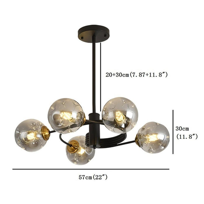 Swirling Nordic Globe Bubble Chandelier Metal Glass Bedroom Chandelier