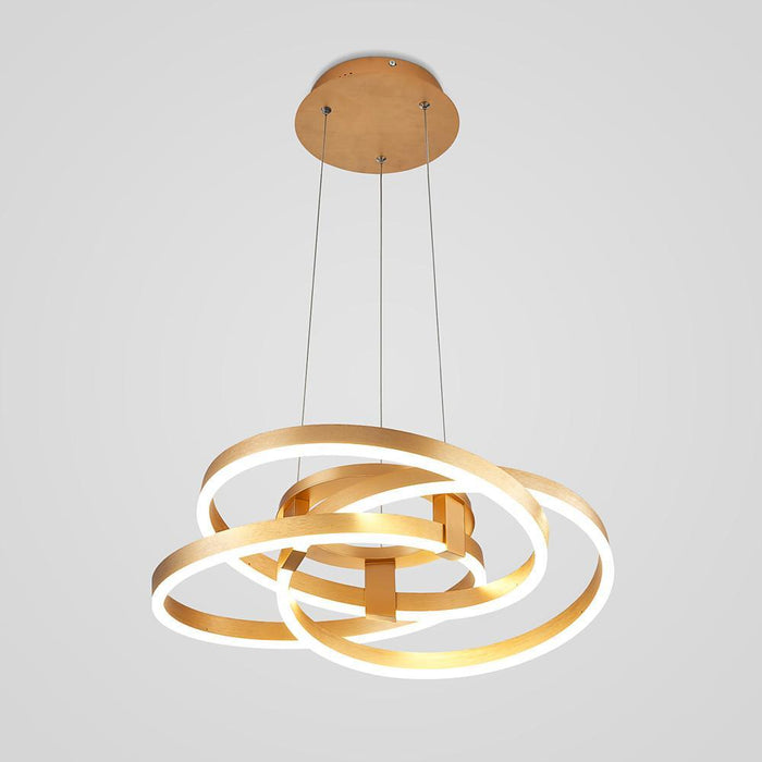 Interwoven Abstract Design 3 Light Chandelier Gold Finished Metal Ceiling Light