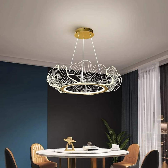 Novelty Iron Sea Chandelier - Gold Finish. 33'' Wide. LED Lighting