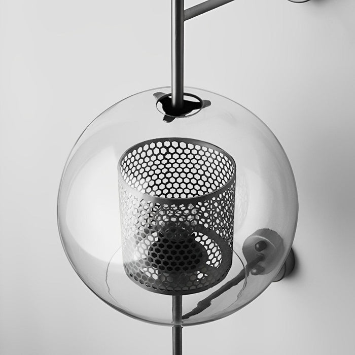 Vintage Industrial Glass Globe LED Wall Sconce, Hardwired Accent Lighting for Hallway/Living Room/Bedroom