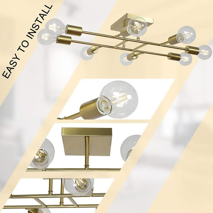 8-light LED Electroplated Metal Vintage Ceiling Lights Flush Mount Lighting