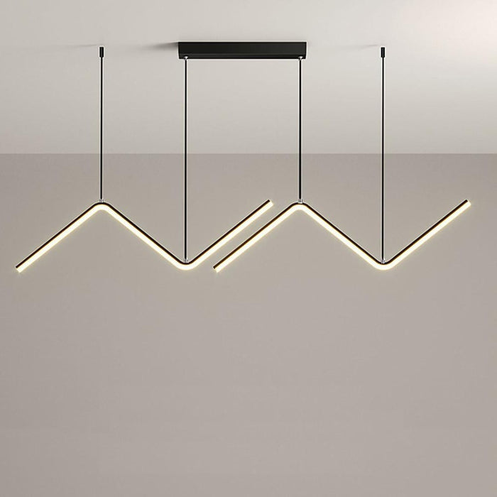LED 2- Light Line Design Dimmable Pendant Light Modern Wave Shaped Kitchen Lighting Dining Room Lighting Nordic Minimalist Island Lights