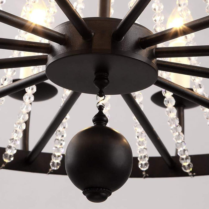 Empire Wagon Wheel Chandelier - 8/10/12 Candle Lights.  20'' Adjustable Chain. Crystal Accents