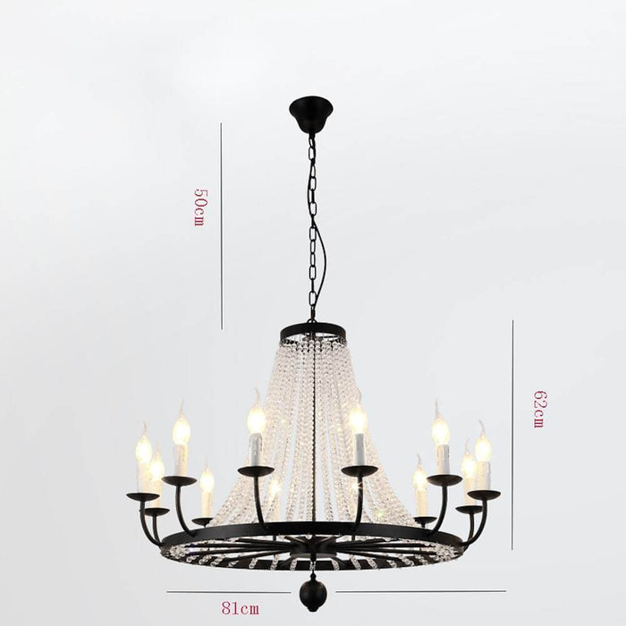 Empire Wagon Wheel Chandelier - 8/10/12 Candle Lights.  20'' Adjustable Chain. Crystal Accents