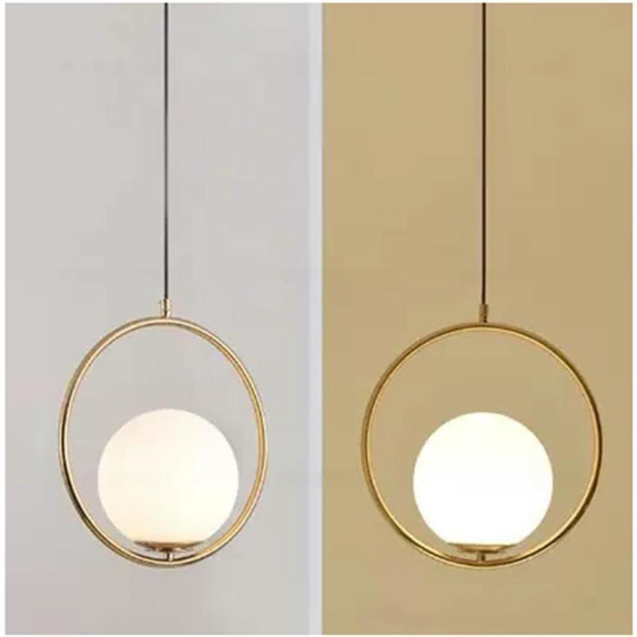 Electroplated Circle Glass Globe LED Nordic Pendant Lighting Hanging Lamp