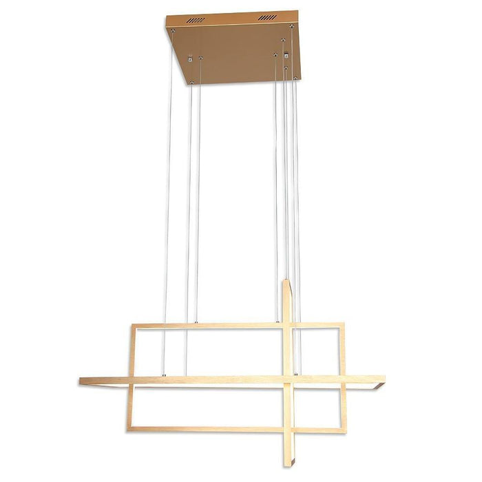 33'' Three-Part Futuristic Square Rectangular Hybrid Aluminum Chandelier with Capable Ambient Lights