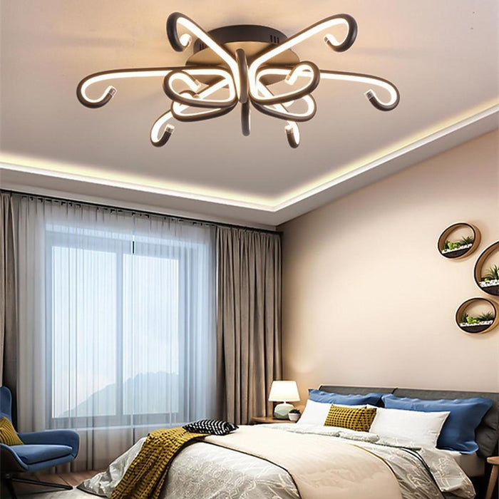 Curves Flush Mount Ceiling Light Modern Abstract LED Light