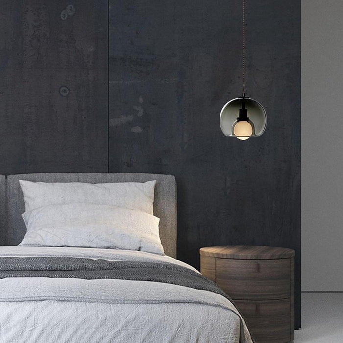 Semi Globe Electroplated Glass Metal LED Nordic Pendant Lighting