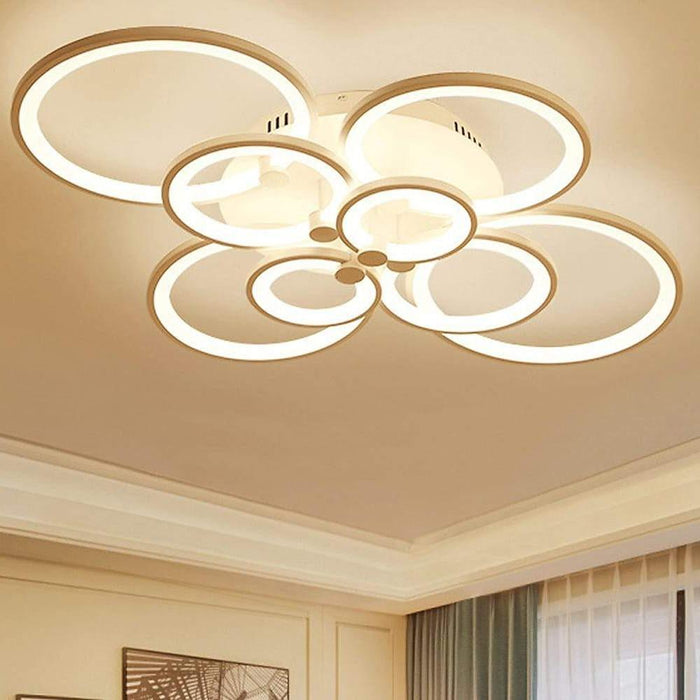 White/Black Acrylic Overlapping Rings LED Semi Flush Mount Ceiling Light