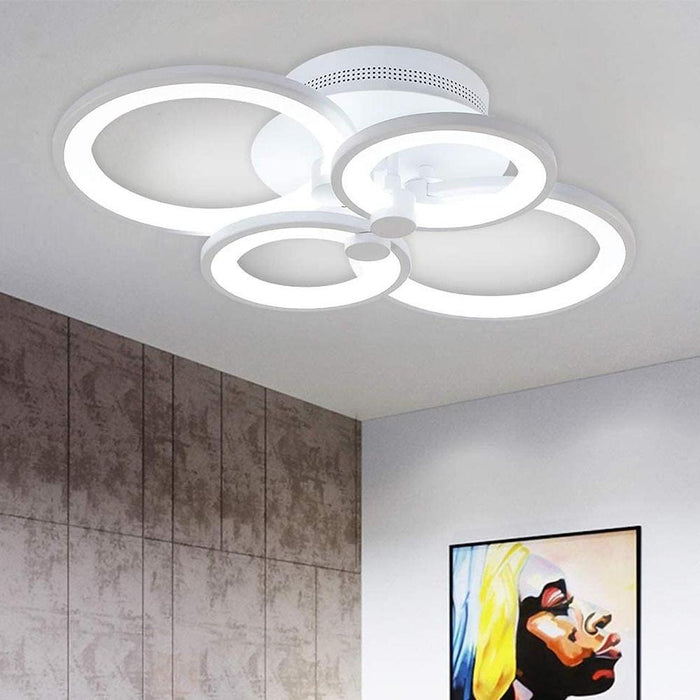 White/Black Acrylic Overlapping Rings LED Semi Flush Mount Ceiling Light