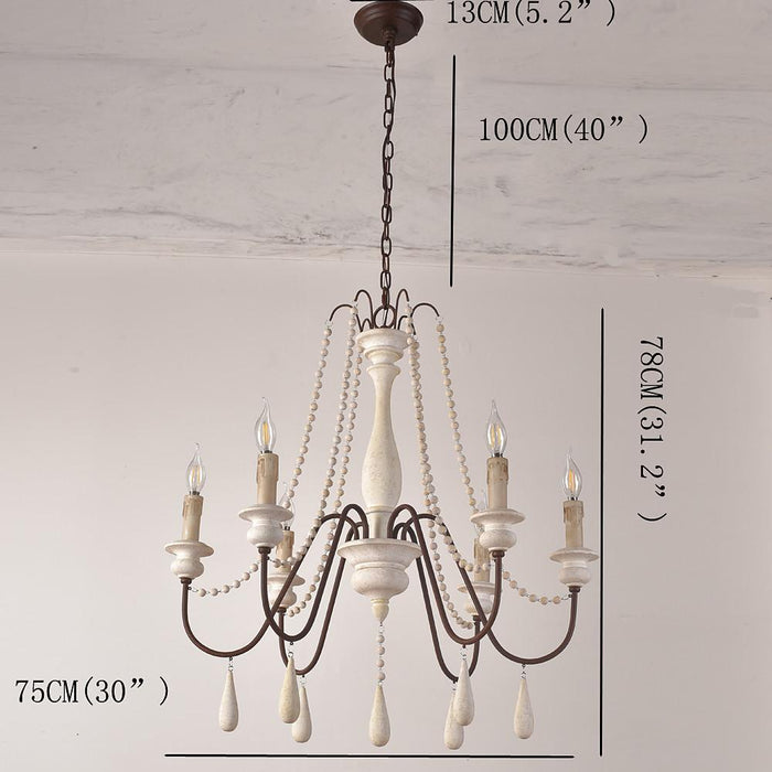 Candle Shaped Beaded Tassel LED Rustic Chandelier Pendant Light Hanging Lamp