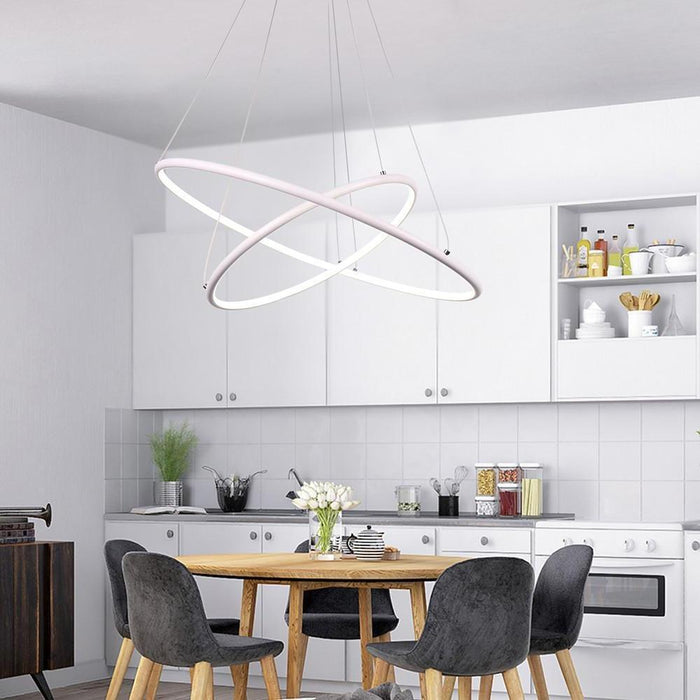 Adjustable 2 Ring Dimmable LED Modern Chandeliers Hanging Ceiling Lights
