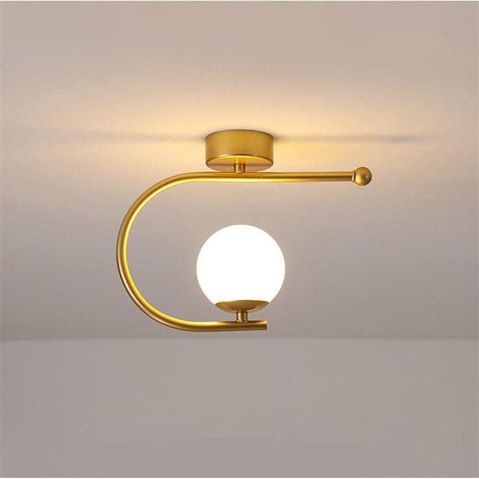 Black Flush Mount Ceiling Light Curves Globe Traditional Light