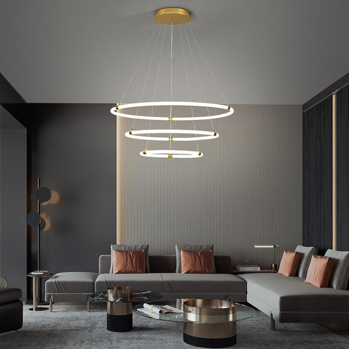 Surround Circle LED Chandelier: 2/3-Light. 4000K. Acrylic
