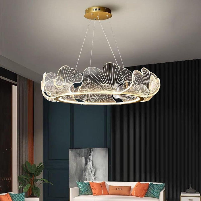 Novelty Iron Sea Chandelier - Gold Finish. 33'' Wide. LED Lighting