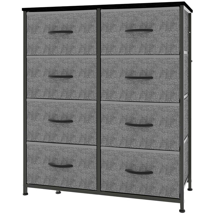 Fabric Storage Dresser, Tall Multi-Drawer Organizer, Wooden Top for Bedroom/Nursery/Closet