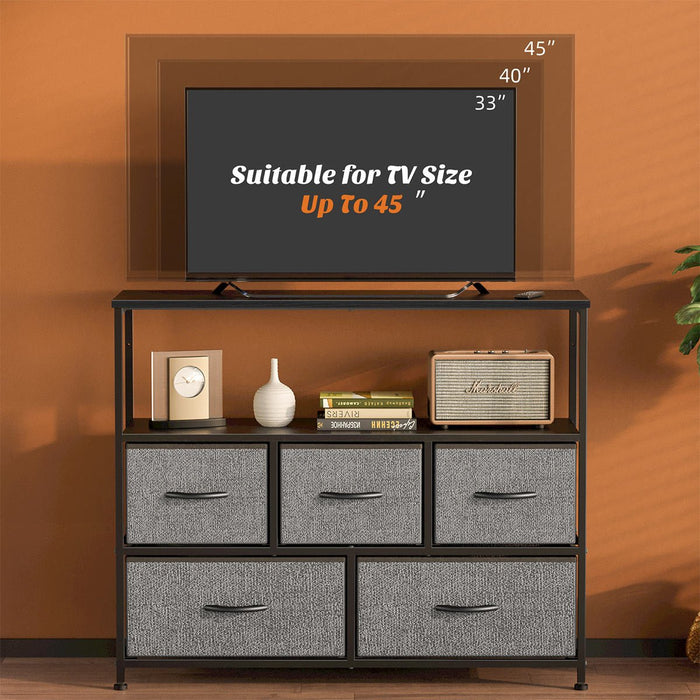 Fabric Storage Dresser, Tall Multi-Drawer Organizer, Wooden Top for Bedroom/Nursery/Closet