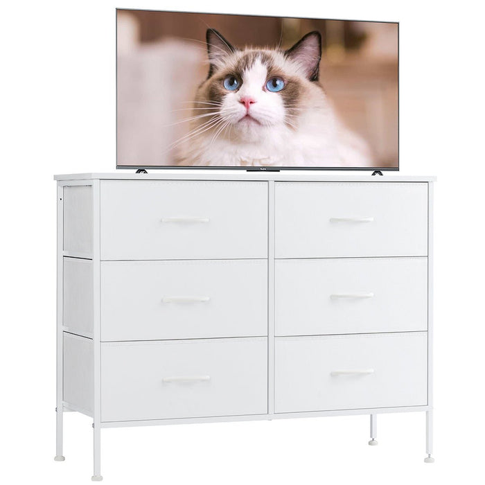 Fabric Storage Dresser, Tall Multi-Drawer Organizer, Wooden Top for Bedroom/Nursery/Closet