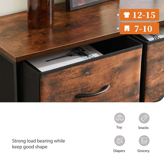 Fabric Storage Dresser, Tall Multi-Drawer Organizer, Wooden Top for Bedroom/Nursery/Closet
