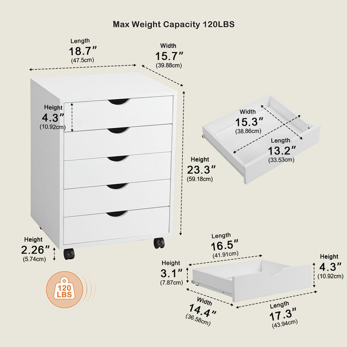 Mobile Storage Cabinet Organizer - Large Capacity, Rolling Drawers for Office/Bedroom/Home Storage